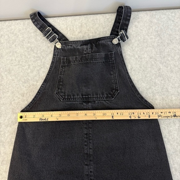 Topshop carpenter denim mini overalls dress in black size 2 - Picture 6 of 11